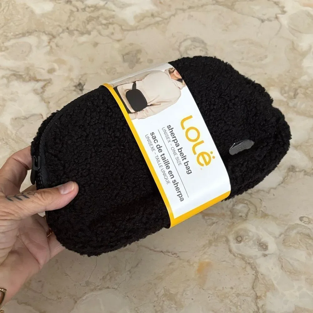 NWT Lolë Unisex Black Sherpa Belt Bag - Picture 1 of 5